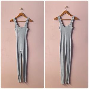 Lilyful Light Gray Ribbed Tank Fitted Jumpsuit EUC Size M